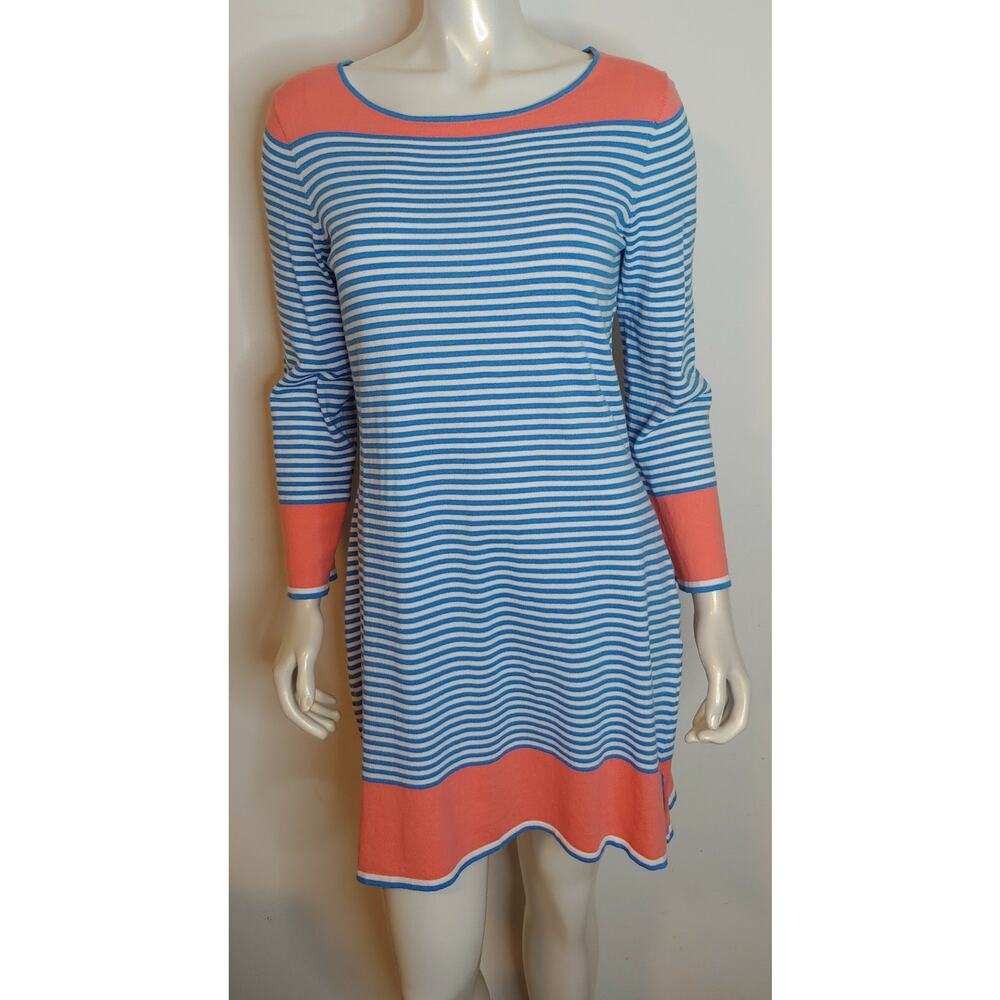 STS Sail To Sable Tunic Dress Womens M NWT Coral Blue White Stripe Knit